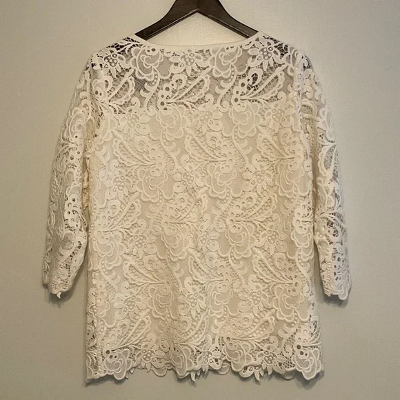 J. JILL Cream/White Lace Blouse - Picture 3 of 5